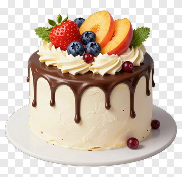 Chocolate Drip Cake With Fresh Fruit PNG
