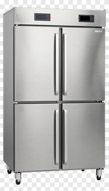 Commercial Stainless Steel Four-Door Refrigerator PNG