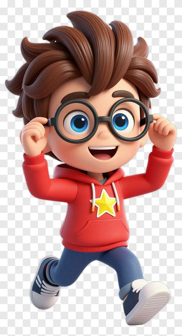 Boy With Glasses And Star Hoodie PNG