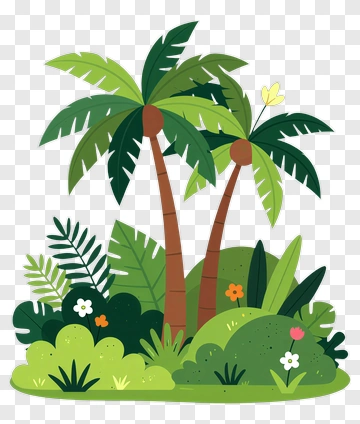 Tropical Palm Tree Scene PNG