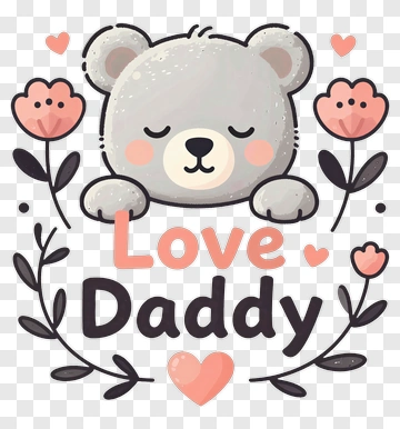 Love Daddy Bear With Flowers PNG