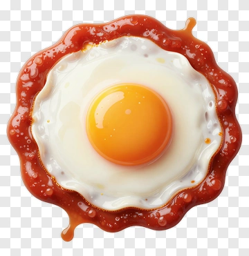 Fried Egg With Red Sauce PNG