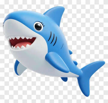Blue Cartoon Shark With Big Smile PNG