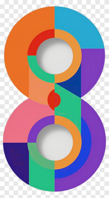 Colorful Number Eight Design PNG