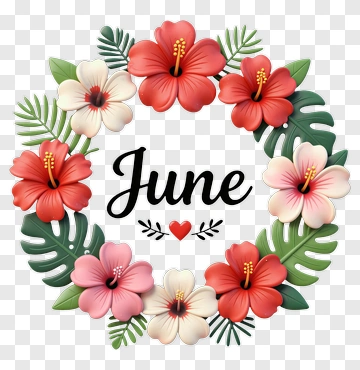 June Wreath With Tropical Flowers PNG
