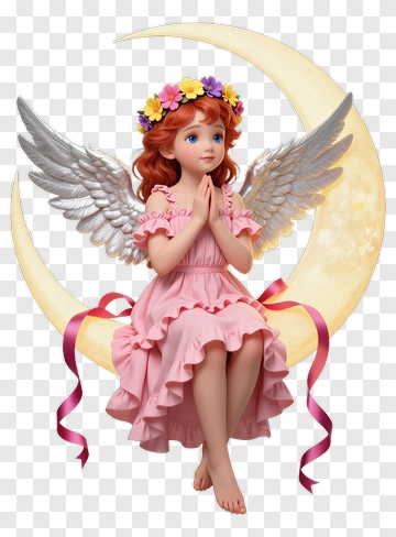 Angel Child With Flower Crown PNG