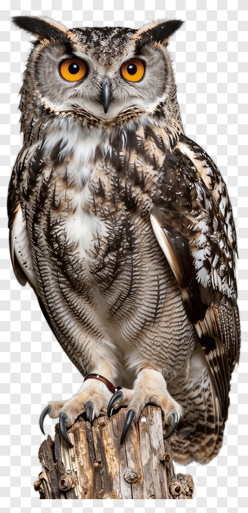 Great Horned Owl Perched On Branch PNG