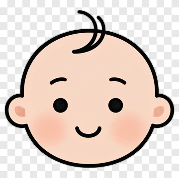Baby Face With Curly Hair PNG