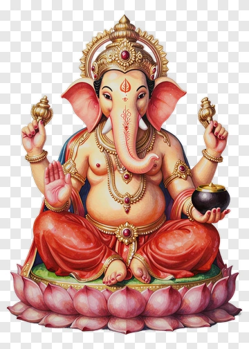Ganesha Sitting On Lotus PNG