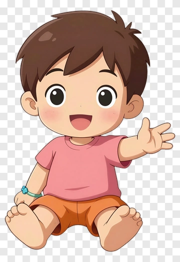 Happy Cartoon Boy Waving PNG