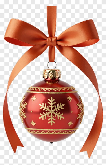 Red Christmas Ornament With Gold Snowflake PNG