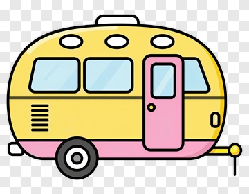 Yellow Camper Van With Pink Door PNG