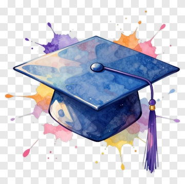 Watercolor Graduation Cap With Colorful Splashes PNG