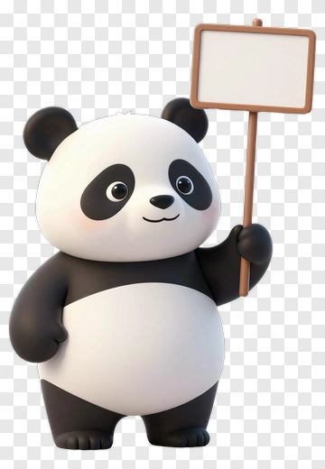 Cute Panda Holding A Sign PNG