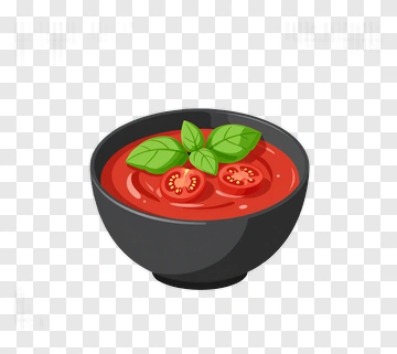 Tomato Soup With Basil And Cherry Tomatoes PNG