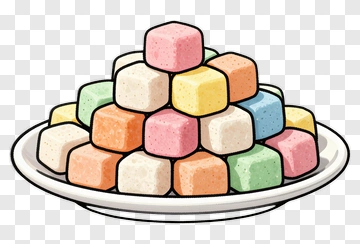 Colorful Candy Cubes On A Plate PNG