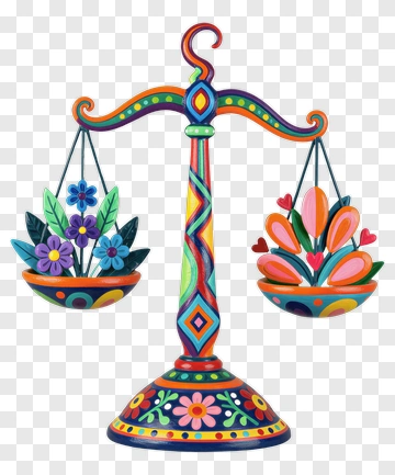 Colorful Scales With Flower Decor PNG