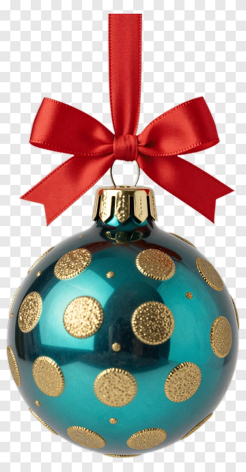 Teal Christmas Ornament With Gold Dots PNG