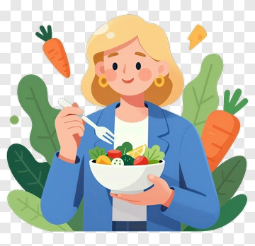 Woman Eating Fresh Salad PNG