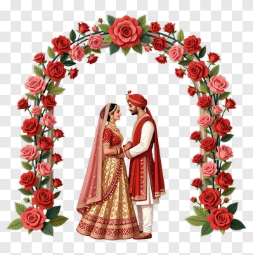 Couple In Traditional Wedding Attire PNG