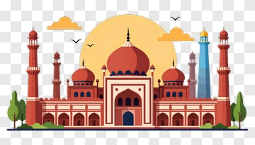 Grand Mosque With Red Domes And Minarets PNG