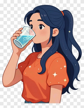 Girl Drinking Water From Glass PNG