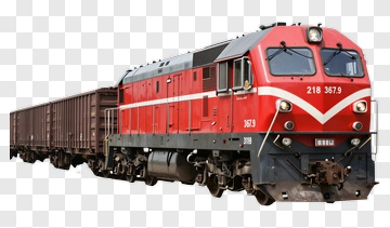 Red Locomotive On Railway Tracks PNG
