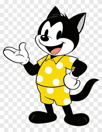 Classic Black And White Cartoon Cat PNG