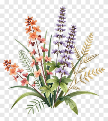Botanical Illustration Of Wildflowers PNG