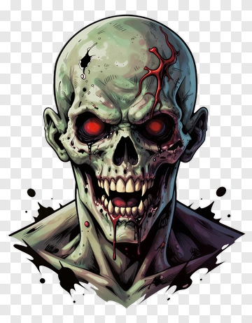 Zombie Skull With Red Eyes PNG