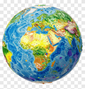 Colorful Globe With Watercolor Map PNG