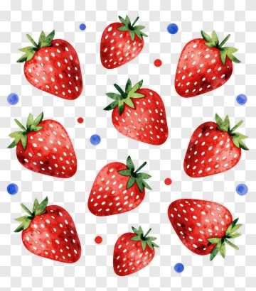 Watercolor Strawberries With Blueberries PNG