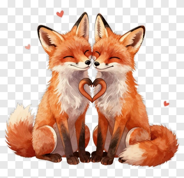 Two Foxes Kissing PNG