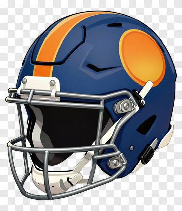 Blue Football Helmet With Orange Stripe PNG