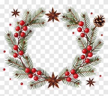 Christmas Wreath With Berries And Spices PNG