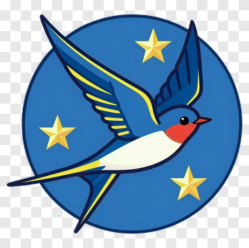Swallow Bird Logo With Stars PNG