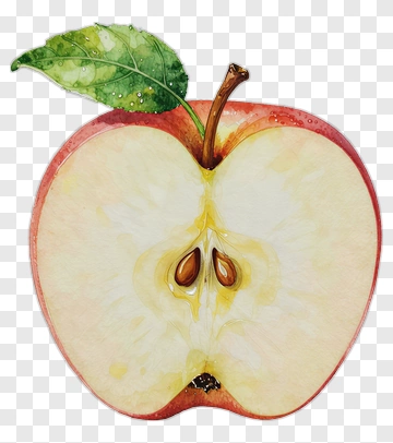 Watercolor Apple Cross Section PNG