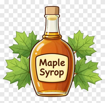 Maple Syrup Bottle With Maple Leaves PNG