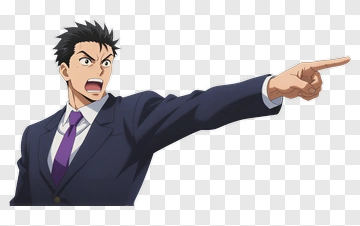 Angry Anime Man Pointing PNG