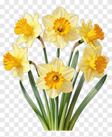 Yellow Daffodil Bouquet PNG