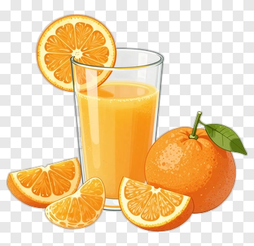 Orange Juice With Slices And Whole Fruit PNG
