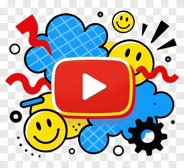 YouTube Play Button With Smiley Faces PNG
