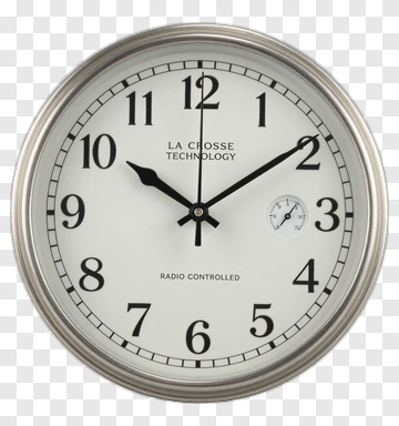 Silver Wall Clock With Thermometer PNG