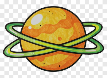 Orange Planet With Green Rings PNG