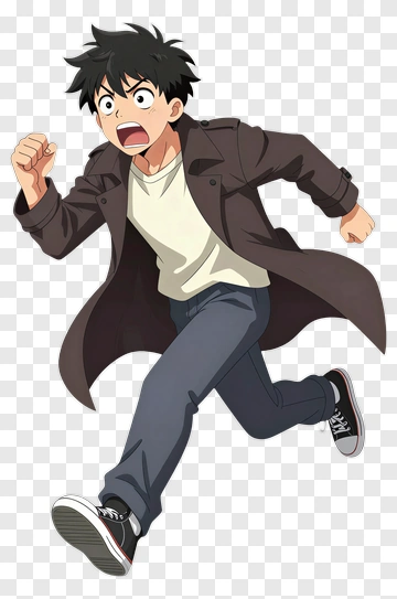 Anime Boy Running With Determination PNG