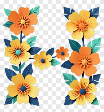 Paper Flower Letter H PNG