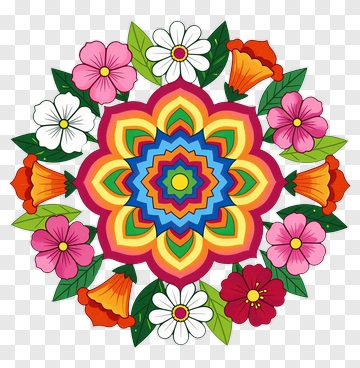 Vibrant Floral Mandala Design PNG