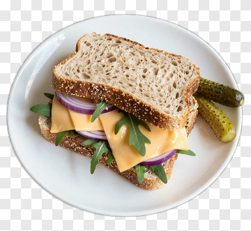 Cheese And Arugula Sandwich With Pickle PNG