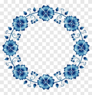Blue Flower Wreath Design PNG