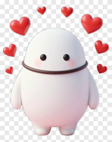 Cute Cartoon Character With Floating Hearts PNG